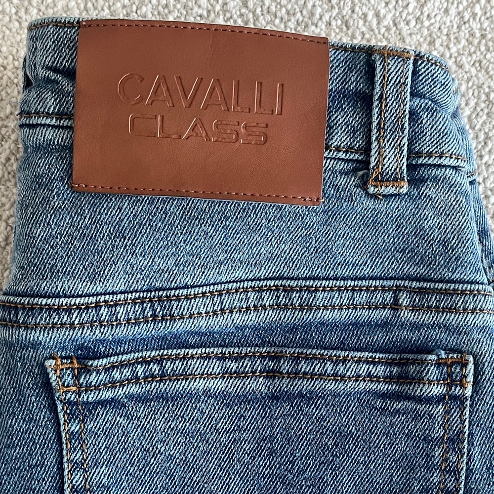 Cavalli Class Jeans Cavalli Class Skinny Jeans Mid Rise Light Blue Stretch Denim
